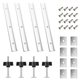 Lot de 4 Rail de Guidage Scie Sur Table, Rails Aluminium T Track de 400 mm, M8, M6 Rail en T Avec Accessoires Complets pour Outi