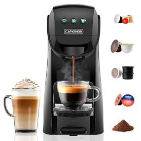 Warriors1 Cafetières Capsule 5en1 pour Dolce Gusto, Nespresso, Lavazza A Modo Mio, FAP Espresso Point et Café Moulu, 20bar, 0,8L