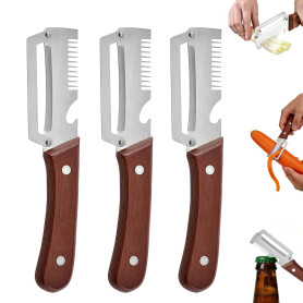 3 en 1 Éplucheur de légumes multifonction, 3 Pièces Éplucheur Multifonction en Acier Inoxydable, Versatile Peeler Coupe-Légumes 