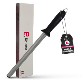 Elyrona - Fusil a aiguiser diamant professionnel 25 cm - aiguiseur couteaux pro - affuteur de couteaux plus efficace que pierre
