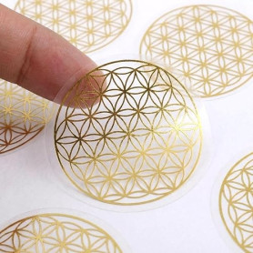 Tenare 120 Pièces Autocollants Fleur de Vie 5 x 5 cm Étiquettes Fleur de Vie Stickers Énergie Yoga avec Feuille Métallique Brill