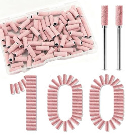 100 Bands de Ponçage pour Embout Ponceuse Ongles, 3.1mm Grain 240 Compatible avec 99% des Ponceuses Avec 2 Mandrins et Coffret -