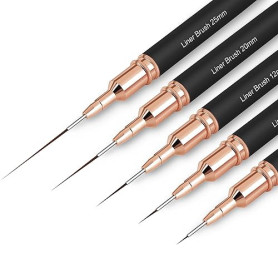 Lot de 5 pinceaux pour nail art, pinceaux de peinture, outil de dessin pour les lignes longues, détails fins, tailles de dessin