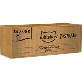 WHISKAS Repas pour Chat - 84 Sachets Fraîcheur de 85g - Pâtée pour Chat Adulte en Sauce - Tasty Mix Recettes de Campagne (4 Vari