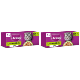 WHISKAS Repas - 48 Sachets Fraîcheur - La Carte Mixte (4 variétés) - Pâtée pour Chat Adulte en Gelée – Nourriture Humide Complèt