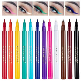 Vesaneae Eyeliner waterproof colorés de 12 couleurs,Eye liner mat,EyeLiner Liquid Maquillage pour Makeup Halloween