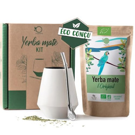 ORIGEENS CALEBASSE MATÉ - Conditionné en France - Kit Mate Complet avec Tasse Maté Céramique Artisanale (Portugal), Bombilla, Ye