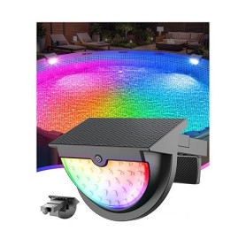 DeeprBetter 2026 Amélioré Lumiere Piscine Hors Sol Solaire, Lampe Piscine LED Etanche IP68 à RGB Couleur Changeant, Eclairage Pi