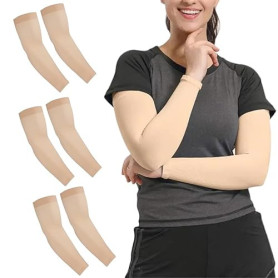 3 paires de manchettes couleur peau, pour protection solaire, couverture de tatouage, jeux FPS, douces et confortables, manchett