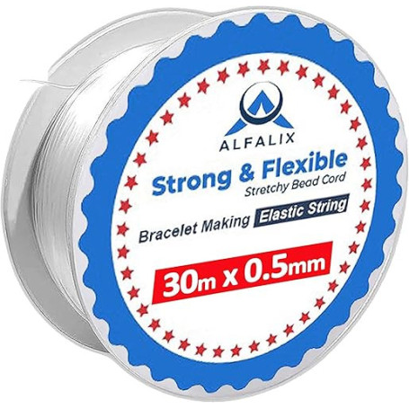 Élastique transparent de 30 m x 0,5 mm pour la fabrication de bracelets, corde élastique solide et extensible, fil élastique dur