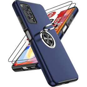 LeYi Coque pour Xiaomi Redmi Note 11 Pro 4G/Note 11 Pro 5G/ Note 12 Pro 4G avec 2 Verre Trempé Vitre Protection et Anneau Teleph