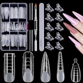 MELLIEX 120 Pièces Faux Ongles Conseils de Extension 5 Formes Clear Système De Formes D'ongles Doubles avec Nail Tips Clip, Bros