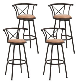 Meuble Cosy Lot de 4 Tabourets de Bar Chaises Vintage pivotant sur 360° avec Dossier et Repose-Pieds Siège de 75,5 cm de Haut St