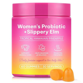 Probiotiques Gummies Flore Intime & Intestinale - 60 Gélules Saveur Ananas | Soutien de la Flore Vaginale et Digestive | Vegan,