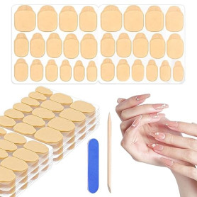 Qufiiry 600 Pcs Faux Ongles Autocollants, 15 Tailles Gel Pad Ongles, Patch Ongles Autocollant pour Faux Ongles, Imperméable, Pou