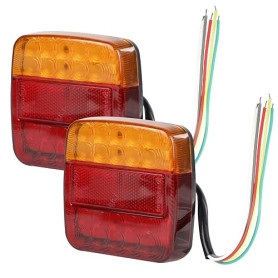 EXLECO 2 X Feux de Remorque LED 12V Feu Arriere Remorque Étanche Feux Arriere Remorque de Lumière Feux Arrière 26 LED Éclairage
