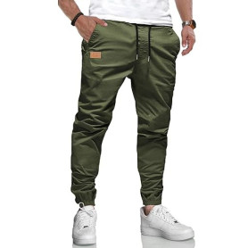 LIUPMWE Hommes Pantalon Chino Cargo Pantalon de Jogging Hommes Coton Casual Sweatpants Hommes Pantalons de Loisirs Taille élasti