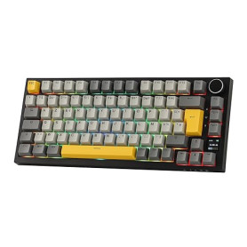 EPOMAKER Ajazz AK820 Pro ISO-FR Clavier Mécanique sans Fil AZERTY, Écran & Bouton Rotatif, 2.4G/BT/USB, Rétroéclairage RVB, Gask