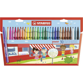 STABILO - Feutre de coloriage - power - Étui carton x 30 feutres pointe moyenne - coloris assortis