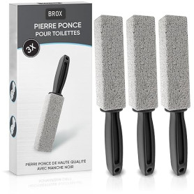 BROX® Pierre Ponce WC 3 Pièces – Nettoyeur de Toilette contre le Tartre & Calcaire – Pumice Stone Toilet – Pierre de Nettoyage E