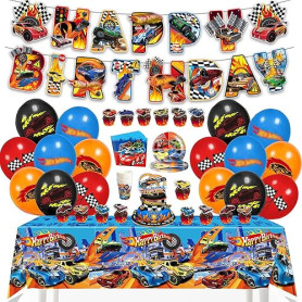 Chingcoo Decoration Anniversaire Hot Whels Garçon Ensemble de Fête d'Anniversaire Hot Whels, Ballon Deco Anniversaire, Ballons S