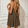 Générique Robe Caraco Dos Nu sans Manches pour Femme, Robe à Bretelles Spaghetti, Robe d'été Courte, légère, Fluide et Parfaite 