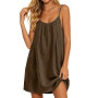 Générique Robe Caraco Dos Nu sans Manches pour Femme, Robe à Bretelles Spaghetti, Robe d'été Courte, légère, Fluide et Parfaite 
