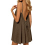 Générique Robe Caraco Dos Nu sans Manches pour Femme, Robe à Bretelles Spaghetti, Robe d'été Courte, légère, Fluide et Parfaite 