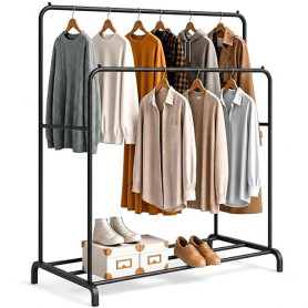 Edihome, Portant a Vetement, Double, 110X150X54 cm, pour Chambre, Robuste, en Métal, avec Support pour Support à Chaussures, des