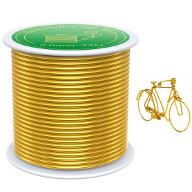 VynyQoo 2mm Fil Aluminium,33m Or Fil de Fer Souple Loisir Creatif, Fil Metallique, pour Bijoux DIY L'artisanat