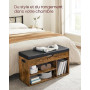 VASAGLE Banc à Chaussures Rembourré, Banc de Rangement, Rangement Caché, Étagères, Meuble d'Entrée, Capacité de Charge 136 kg, 3
