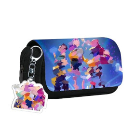 FOSDICK Grande Trousse Scolaire, Anime Trousse Crayon, Pencil Case avec 3 Compartiments, Grande Capacité Trousse Ecole, Sac à Cr