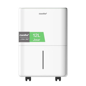 COMFEE' Déshumidificateur Compact, Absorbe jusqu'à 12L/jour, Mode silencieux, sécurité enfant, Minuterie 24H, Réservoir 2,5L, po