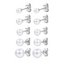 Boucles d'Oreilles en Perles d'Argent 925 5 Paires Blanches d'Eau Douce pour Femmes