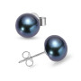 YAMI Boucles d'oreilles Perles de Mer, Boucles d'oreilles Perles Noir Pour Femme, Perle de 8-10.5 mm en Argent 925, Luxe Exquis,