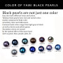 YAMI Boucles d'oreilles Perles de Mer, Boucles d'oreilles Perles Noir Pour Femme, Perle de 8-10.5 mm en Argent 925, Luxe Exquis,