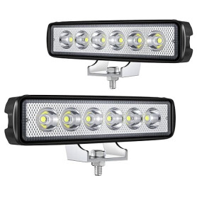 Fxlpower 2x Phare de Travail LED 18W 12V 24V, Feu de Recul Compact Projecteur de Chantier IP65 avec Faisceau Spot pour Auto, Tra
