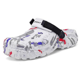 FLIOZY Sabots de Jardin Homme à Motif Camouflage – Chaussures Aquatiques Légères avec Sangle Réglable – Sabots Respirants en EVA