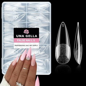 UNA GELLA Capsule Américaine Ongles Amande, 216 Pièces 12 Tailles Préformées Ongles Stiletto Long pour Extensions Acryliques & D