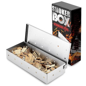 RoseFlower Boîte Fumeur Barbecue en INOX, BBQ Générateur de Fumée Fonctionne avec Barbecue au Charbon de Bois électrique ou Fumo