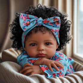 JIZHI Poupée Reborn Africain 20 Pouces Réaliste Bébé Fille Corps Doux Réaliste Nouveau-né Bébé Poupées Vraie Vie Bébé Poupées No