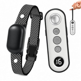 Collier Anti-Aboiement Chien, Collier Dressage Electrique pour Chien Portée de 1200m, 1-16 Niveaux Entraînement, Étanche Recharg