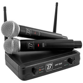 BoomToneDJ UHF Duo - Système Complet micros sans Fil UHF - 2 Microphones dynamiques Main - Double Canal - 663.5 et 682.2 MHz. Id