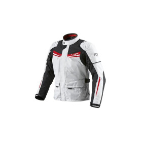 Jet Blouson Veste Moto Homme Imperméable Avec Armure Textile Aquatex (Blanc Rouge, XL (EU 52-54))
