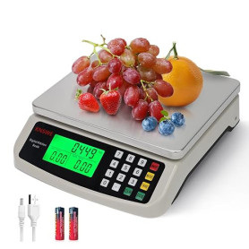 KNSWE Balance de Cuisine Professionnelle 40kg Grande Balance Alimentaire Electronique Numérique de Précision 1g Acier Inoxydable