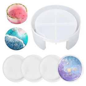 Réutilisable Coaster Moules, e,Plateau en Silicone, Moules à Sous Verres pour Moulage résine,Sous Verres en Silicone Moulés en R