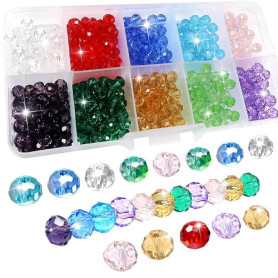 TOAOB 500pcs Perles en Verre à Facettes de Cristal Coloré Rondes 6mm en Vrac Crystal Beads pour Fabrication de Bijoux DIY Bracel