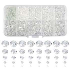 TOAOB 1000pcs Perles en Verre à Facettes de Cristal Transparence Rondes 2mm 4mm 6mm 8mm 10mm en Vrac Crystal Beads pour Fabricat