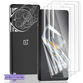 Zhiihorr Protection Écran pour OnePlus 12, Flexible/Anti-Rayures/HD [3 Pièces Souple TPU Film + 3 Pièces Verre Trempé Protecteur