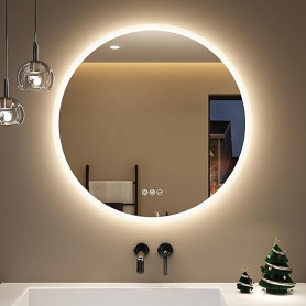 STARLEAD 70cm Miroir-Rond-LED-Salle-de-Bain-avec-Éclairage et Bluetooth, Anti-buée, 3 Couleurs Lumière, Dimmable, Mémoire, IP44,